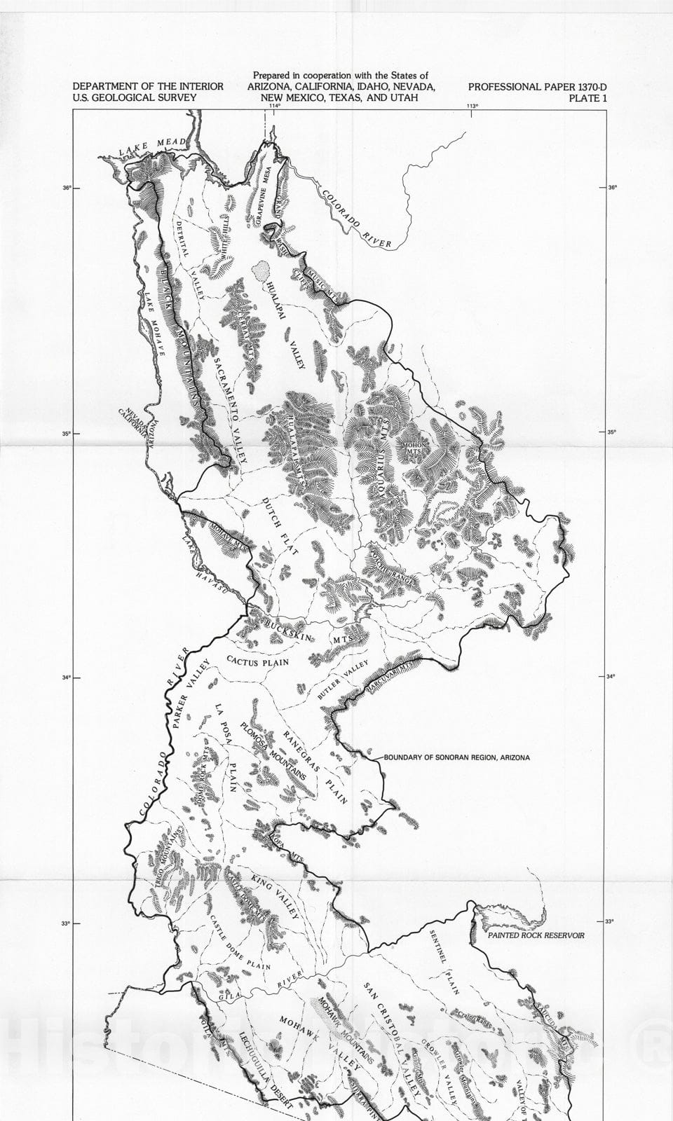 Map : Studies of geology and hydrology in the Basin and Range province, southwestern United States, for isolation of high-level radioact, 1990 Cartography Wall Art :