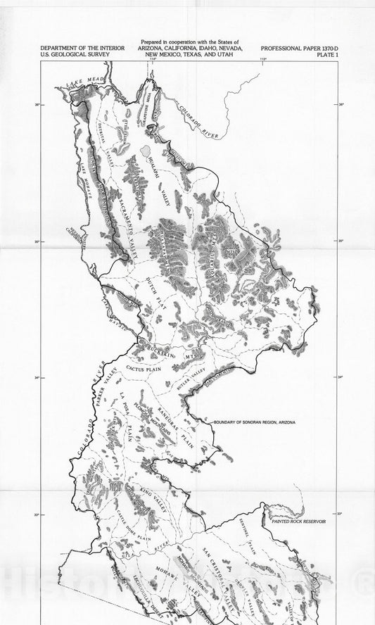Map : Studies of geology and hydrology in the Basin and Range province, southwestern United States, for isolation of high-level radioact, 1990 Cartography Wall Art :