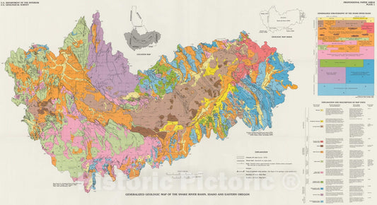 Map : Geohydrologic framework of the Snake River Plain regional aquifer system, Idaho and eastern Oregon, 1992 Cartography Wall Art :