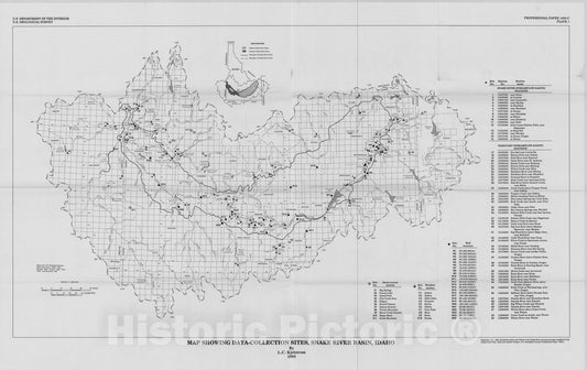 Map : Streamflow gains and losses in the Snake River and ground-water budgets for the Snake River Plain, Idaho and eastern Oregon, 1995 Cartography Wall Art :