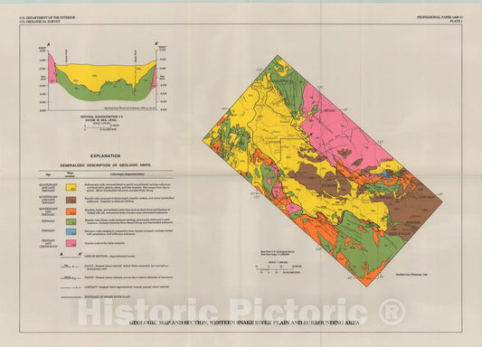 Map : Geohydrology of the regional aquifer system, western Snake River Plain, southwestern Idaho, 1991 Cartography Wall Art :