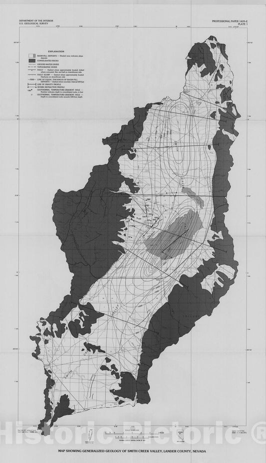 Map : Ground-water hydrology and simulated effects of development in Smith Creek Valley, a hydrologically closed basin in Lander County, Nevada, 1989 Cartography Wall Art :