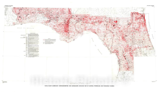 Map : Geologic interpretation of the gamma-ray aeroradiometric maps of central and northern Florida, 1989 Cartography Wall Art :