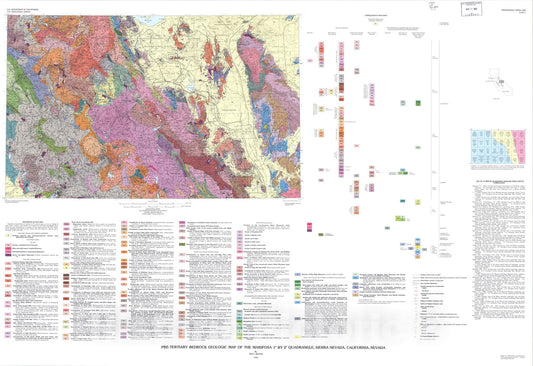 Map : Plutonism in the central part of the Sierra Nevada batholith, California, 1992 Cartography Wall Art :