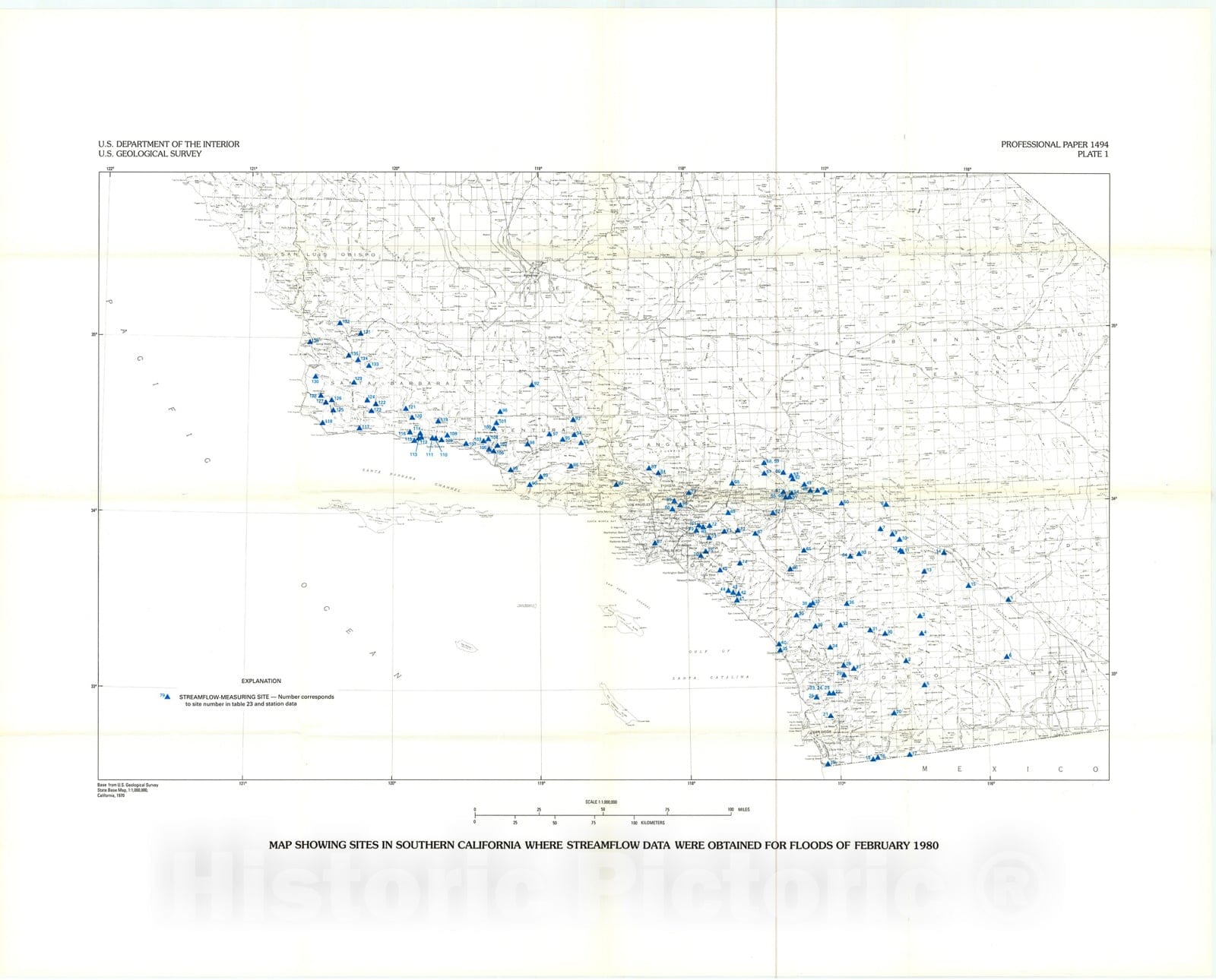 Map : Floods of February, 1980, in southern California and central Arizona, 1991 Cartography Wall Art :