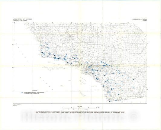 Map : Floods of February, 1980, in southern California and central Arizona, 1991 Cartography Wall Art :