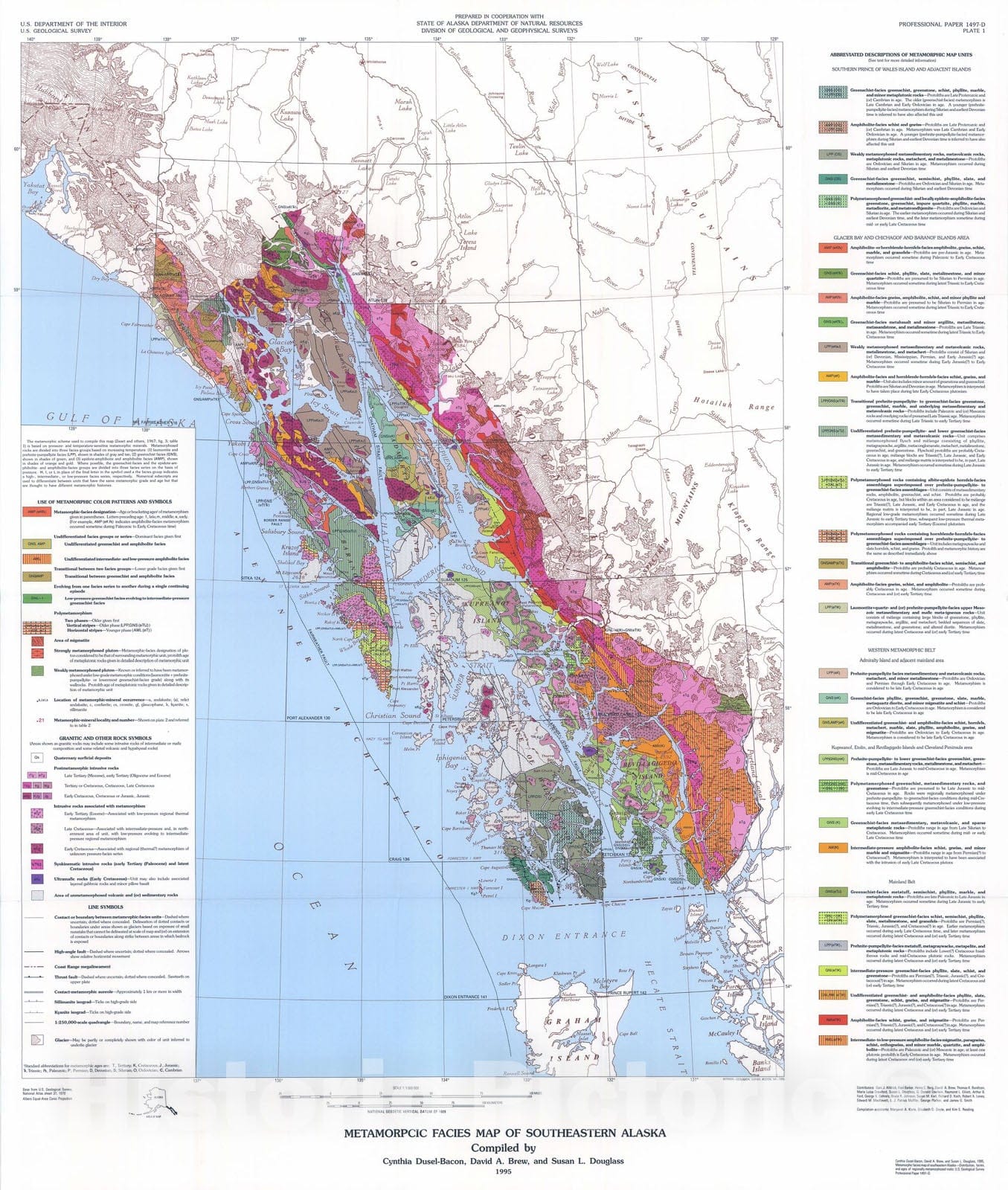 Map : Metamorphic facies map of southeastern Alaska - distribution, facies, and ages of regionally metamorphosed rocks, 1996 Cartography Wall Art :