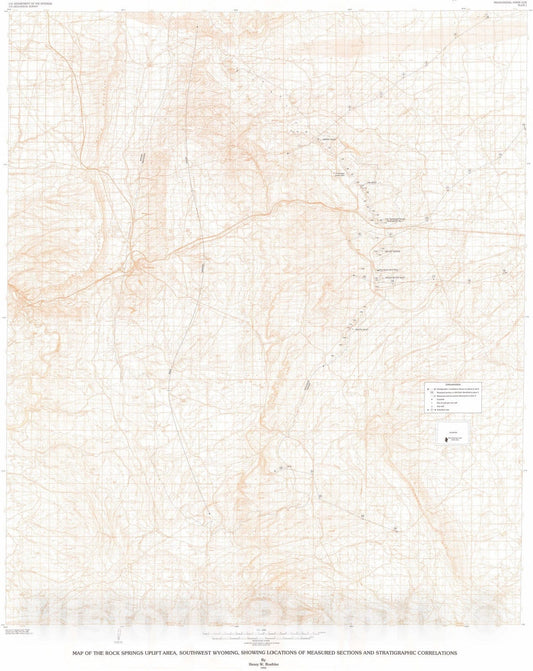Map : Stratigraphy of the Upper Cretaceous Fox Hills Sandstone and adjacent parts of the Lewis Shale and Lance Formation, east flank of, 1993 Cartography Wall Art :