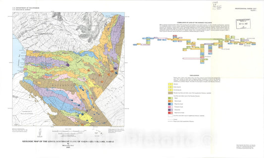 Map : The geology and petrology of Mauna Kea Volcano, Hawaii - a study of postshield volcanism, 1997 Cartography Wall Art :