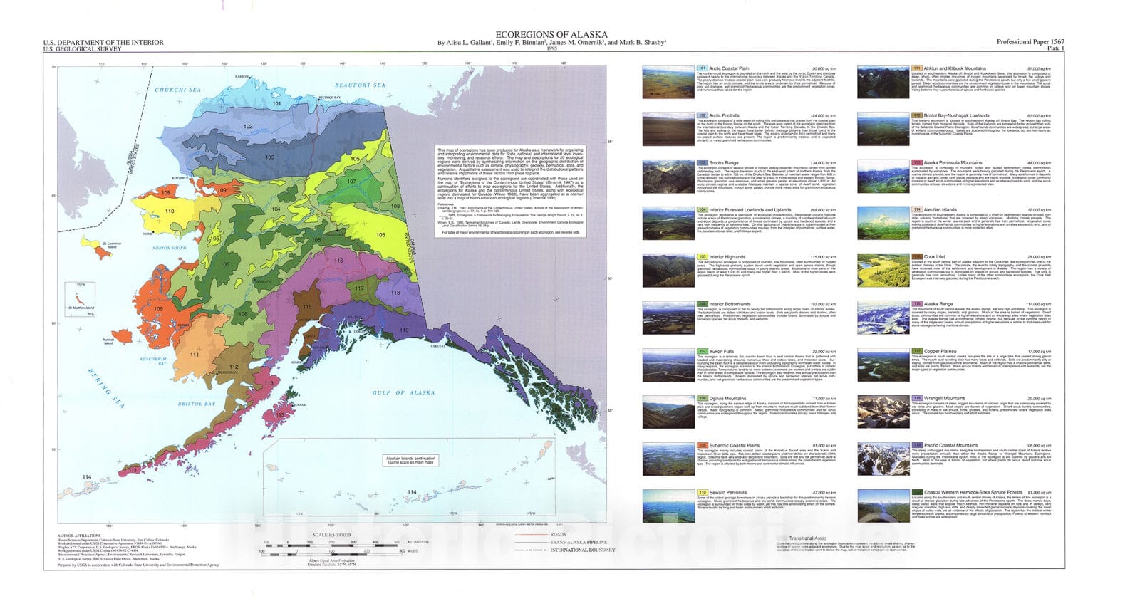Map : Ecoregions of Alaska, 1995 Cartography Wall Art :