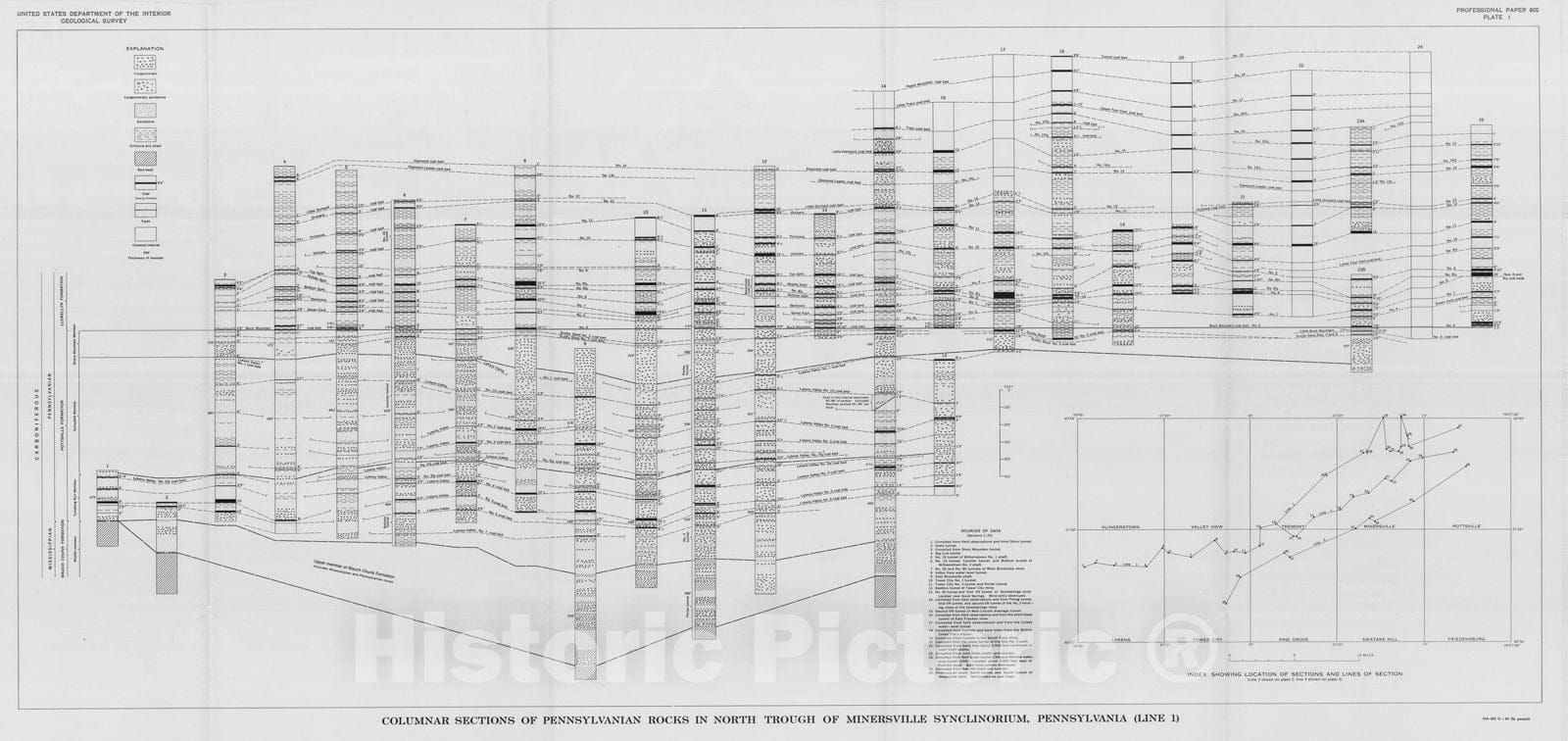 Map : Geology of the Southern Anthracite field and adjoining areas, Pennsylvania, 1969 Cartography Wall Art :