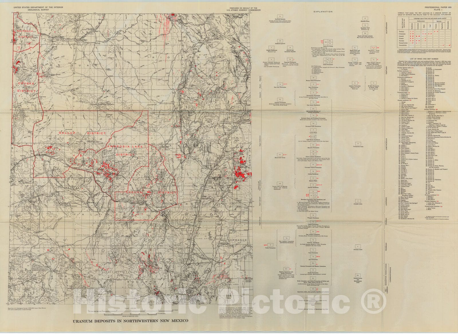 Map : Uranium resources of northwestern New Mexico, 1969 Cartography Wall Art :