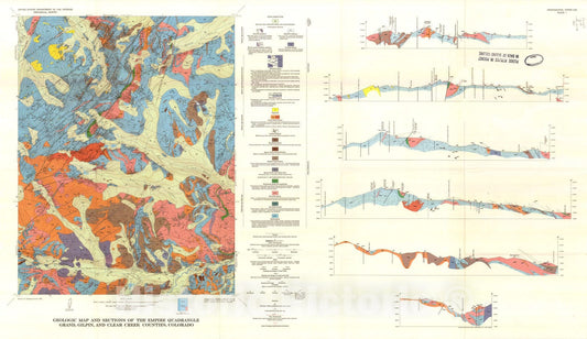 Map : Geology of the Empire quadrangle, Grand, Gilpin, and Clear Creek Counties, Colorado, 1969 Cartography Wall Art :