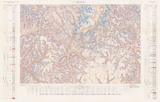 Map : Coal-bearing Upper Pennsylvanian and Lower Permian rocks, Washington area, Pennsylvania, 1971 Cartography Wall Art :