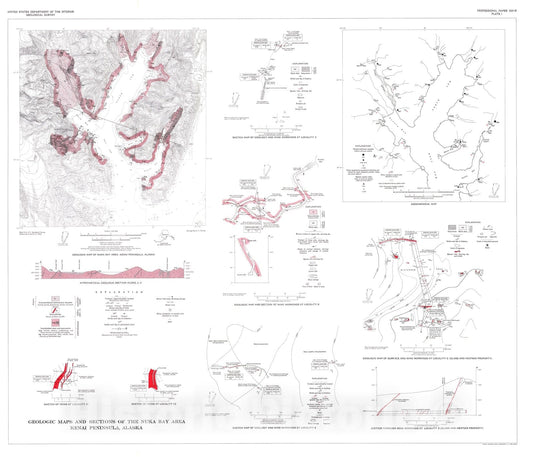 Map : Geology and lode-gold deposits of the Nuka Bay area, Kenai Peninsula, Alaska, 1970 Cartography Wall Art :