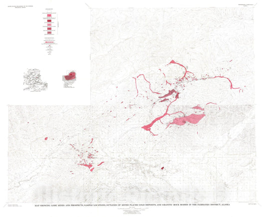 Map : Lode mines and prospects in the Fairbanks district, Alaska, 1969 Cartography Wall Art :