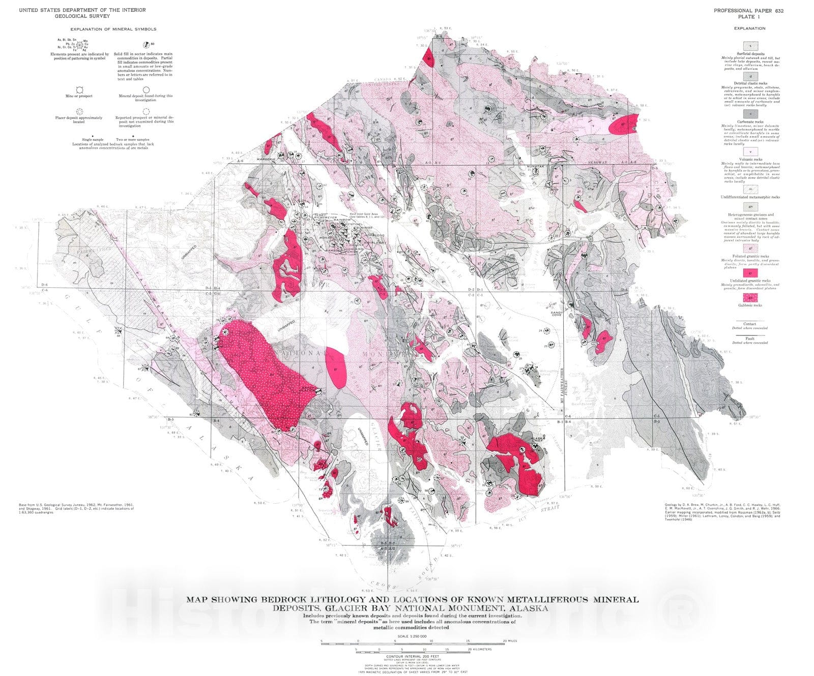 Map : Mineral resources of Glacier Bay National Monument, Alaska, 1971 Cartography Wall Art :