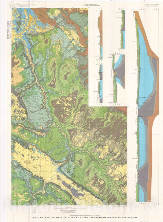 Map : Geology of the Salt Anticline region in southwestern Colorado with a section on stratigraphy, 1970 Cartography Wall Art :