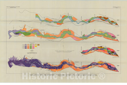 Map : Quantitative and historical evidence of vegetation changes along the Upper Gila River, Arizona, 1974 Cartography Wall Art :