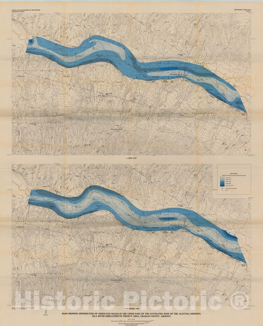Map : Effects of phreatophyte removal on water quality in the Gila River Phreatophyte Project area, Graham County, Arizona with a sectio, 1977 Cartography Wall Art :