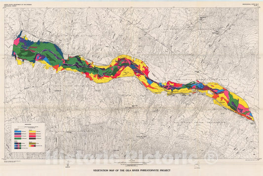 Map : Evapotranspiration before and after clearing phreatophytes, Gila River flood plain, Graham County, Arizona, 1982 Cartography Wall Art :