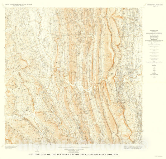 Map : Structural geology of the Sun River Canyon and adjacent areas, northwestern Montana, 1972 Cartography Wall Art :