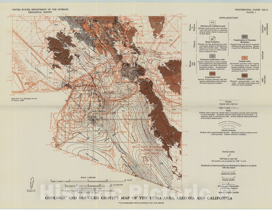 Map : Geophysical studies in the Yuma area, Arizona and California, 1973 Cartography Wall Art :
