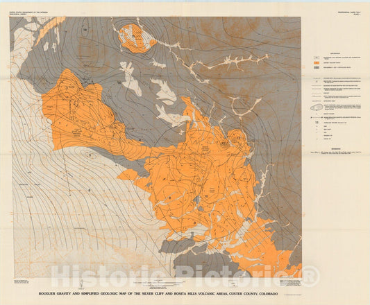 Map : Gravity, magnetic, and seismic studies of the Silver Cliff and Rosita Hills volcanic area, Colorado, 1979 Cartography Wall Art :