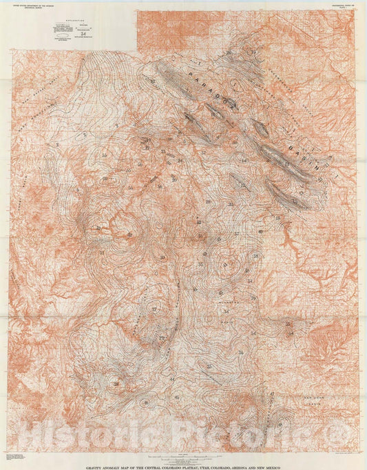 Map : Regional geophysical investigations in the central Colorado Plateau, 1972 Cartography Wall Art :