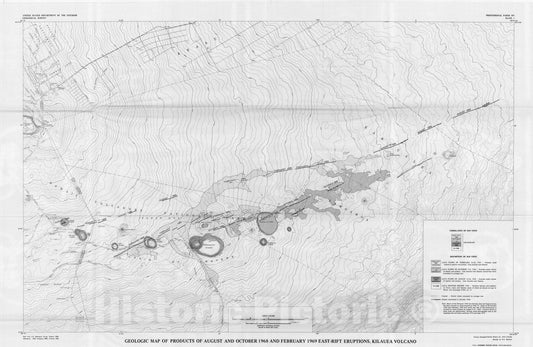 Map : The February, 1969 east rift eruption of Kilauea Volcano, Hawaii, 1976 Cartography Wall Art :