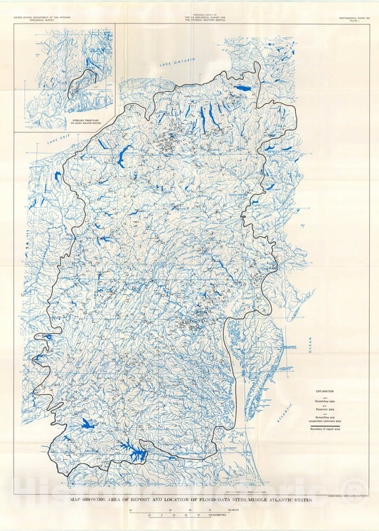 Map : Hurricane Agnes, rainfall and floods, June-July, 1972, 1975 Cartography Wall Art :