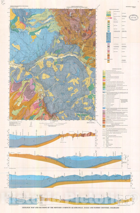 Map : Geology of the Minturn 15-minute quadrangle, Eagle and Summit Counties, Colorado, 1977 Cartography Wall Art :