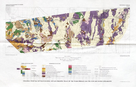 Map : East-trending structural lineaments in central Nevada, 1976 Cartography Wall Art :