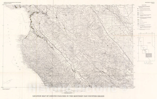 Map : Historic ground failures in northern California triggered by earthquakes, 1978 Cartography Wall Art :
