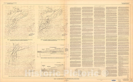 Map : Early Silurian rocks of the northern Appalachian basin, 1949 Cartography Wall Art :