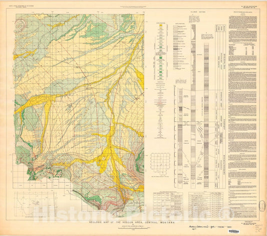 Map : Geology of the Hobson area, central Montana, 1950 Cartography Wall Art :