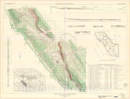 Map : Geology of the Lander area, central Wyoming, 1950 Cartography Wall Art :