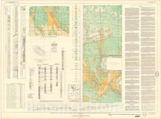 Map : Geology of the Uinta River and Brush Creek-Diamond Mountain areas, Duchesne and Uintah Counties, Utah, 1951 Cartography Wall Art :
