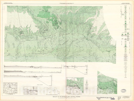 Map : Geology of the Badwater area, central Wyoming, 1953 Cartography Wall Art :