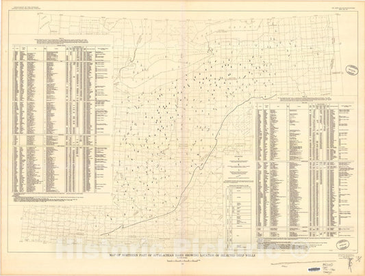 Map : Map of the northern part of the Appalachian basin showing locations of selected deep wells, 1953 Cartography Wall Art :