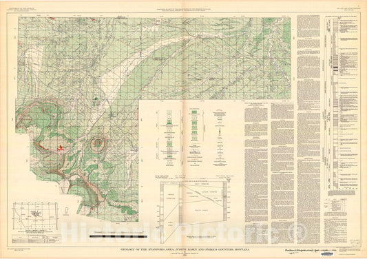 Map : Geology of the Stanford area, Judith Basin and Fergus Counties, Montana, 1954 Cartography Wall Art :