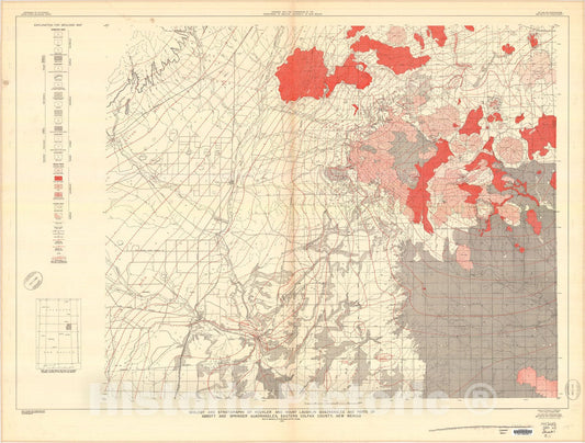 Map : Geology and stratigraphy of Koehler and Mount Laughlin quadrangles and parts of Abbott and Springer quadrangles, eastern Colfax County, New Mexico, 1953 Cartography Wall Art :