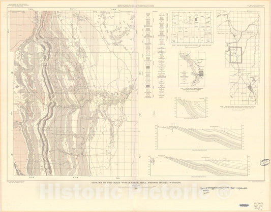 Map : Geology of the Crazy Woman Creek area, Johnson County, Wyoming, 1954 Cartography Wall Art :