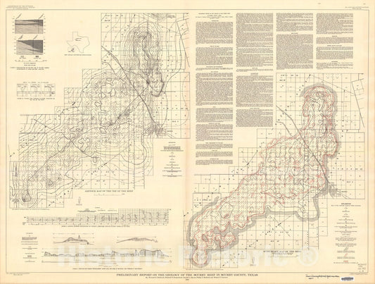 Map : Preliminary report on the geology of the Scurry Reef in Scurry County, Texas, 1953 Cartography Wall Art :