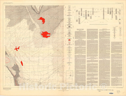 Map : Geology of the La Veta area, Huerfano County, Colorado, 1954 Cartography Wall Art :
