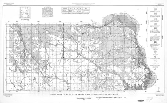 Map : Geologic map of the Square Buttes district, Oliver and Mercer Counties, North Dakota, 1954 Cartography Wall Art :