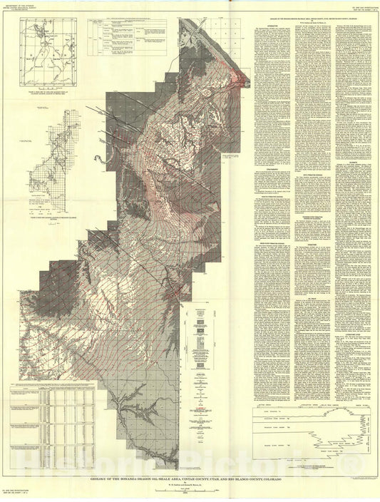 Map : Geology of the Bonanza-Dragon oil-shale area, Uintah County, Utah, and Rio Blanco County, Colorado, 1956 Cartography Wall Art :