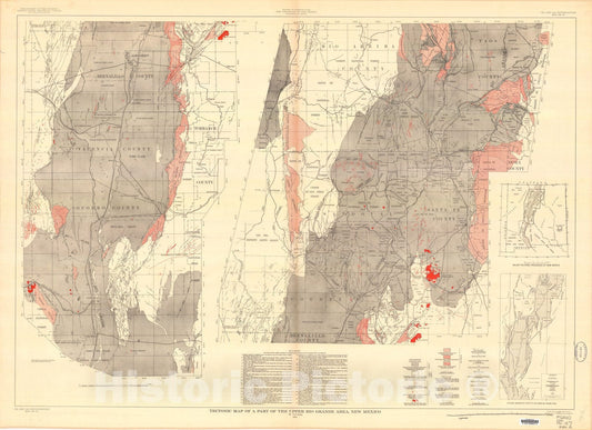 Map : Tectonic map of a part of the upper Rio Grande area, New Mexico, 1954 Cartography Wall Art :
