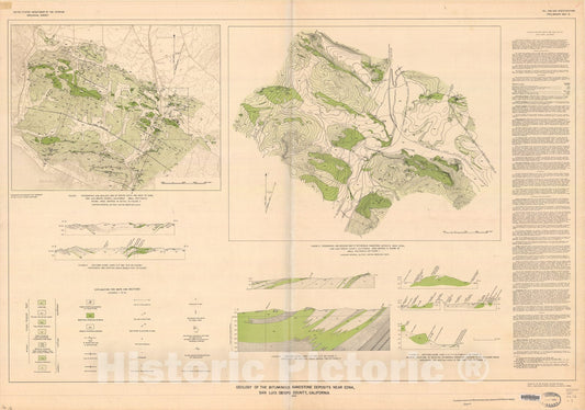 Map : Geology of the bituminous sandstone deposits near Edna, San Luis County, California, 1944 Cartography Wall Art :