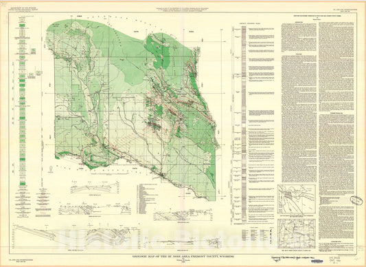 Map : Geologic map of the Du Noir area, Fremont County, Wyoming, 1955 Cartography Wall Art :